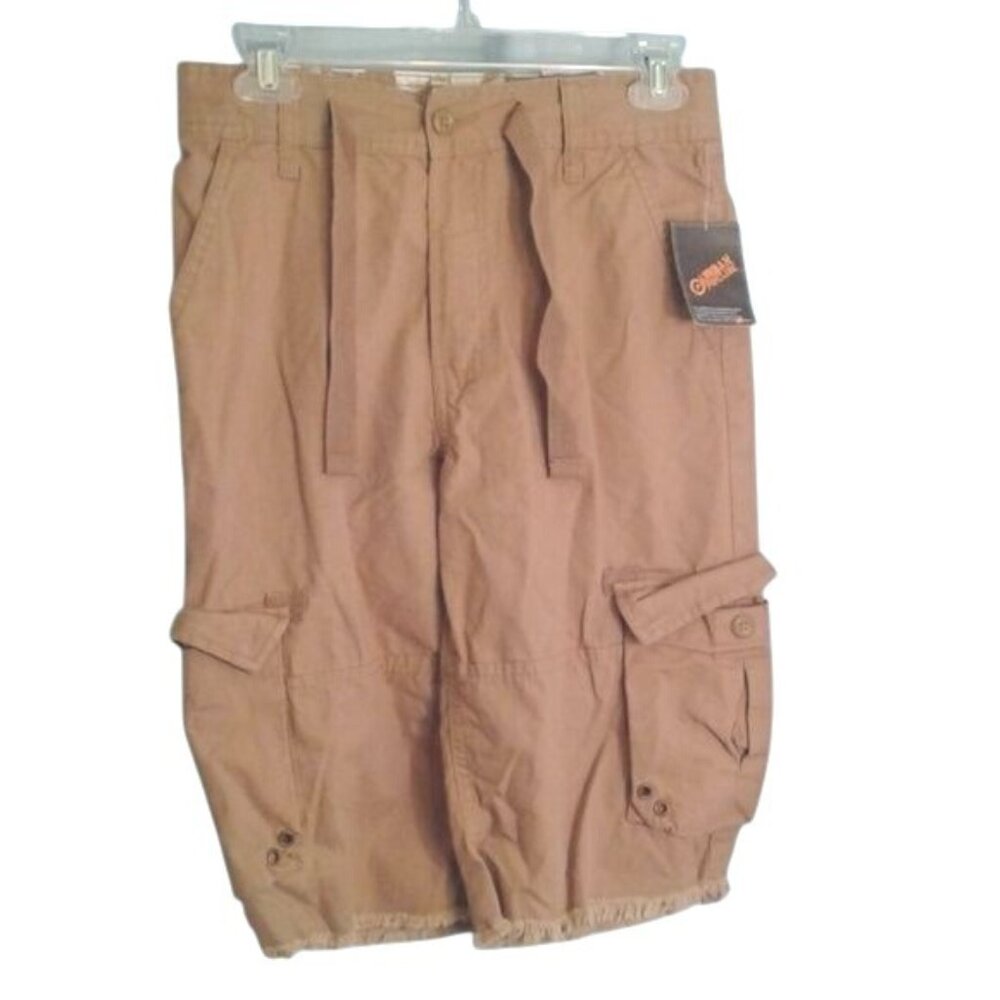 Urban Pipeline Size 12 Cargo Shorts Boys Tan Frayed Hem Cotton Casual NEW